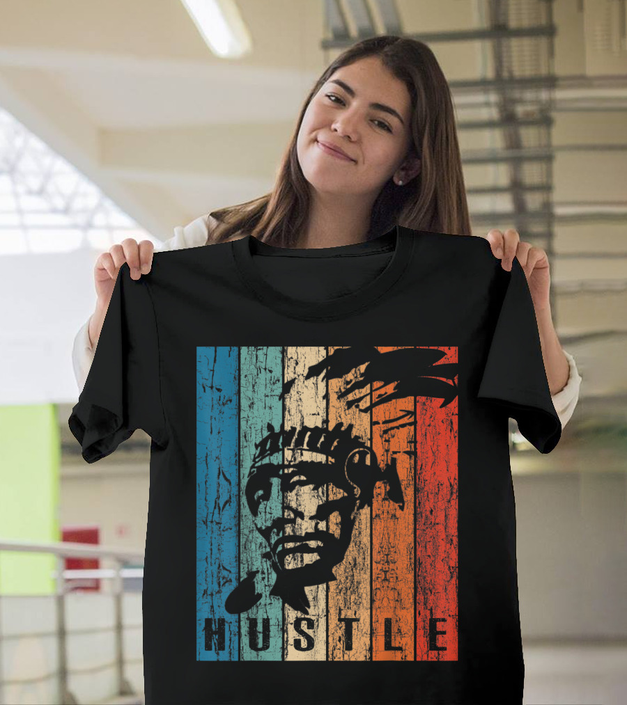 Hustle Native American Rustic Red Blue Texture T-Shirt