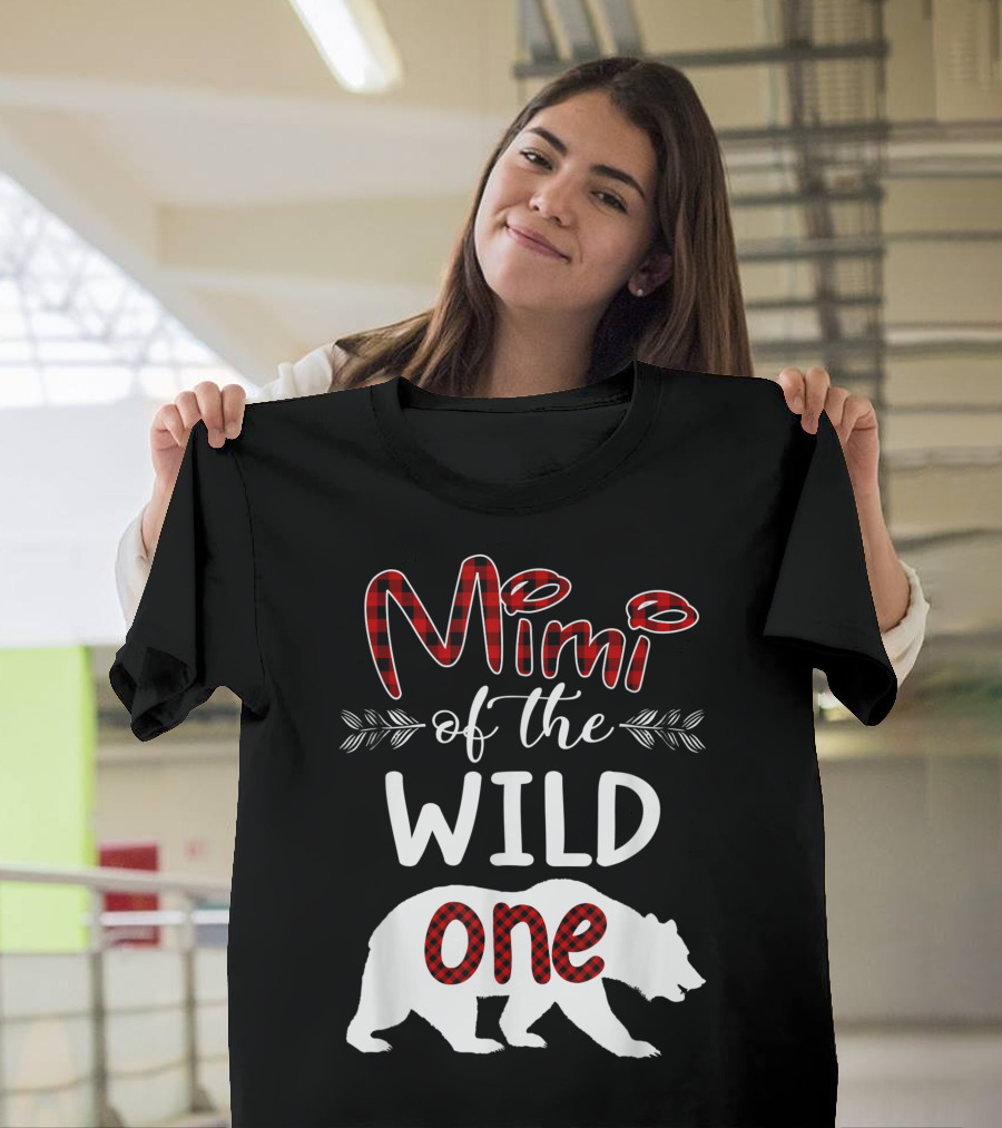 Mimi Plaid Text Bear Silhouette Wild One T-Shirt