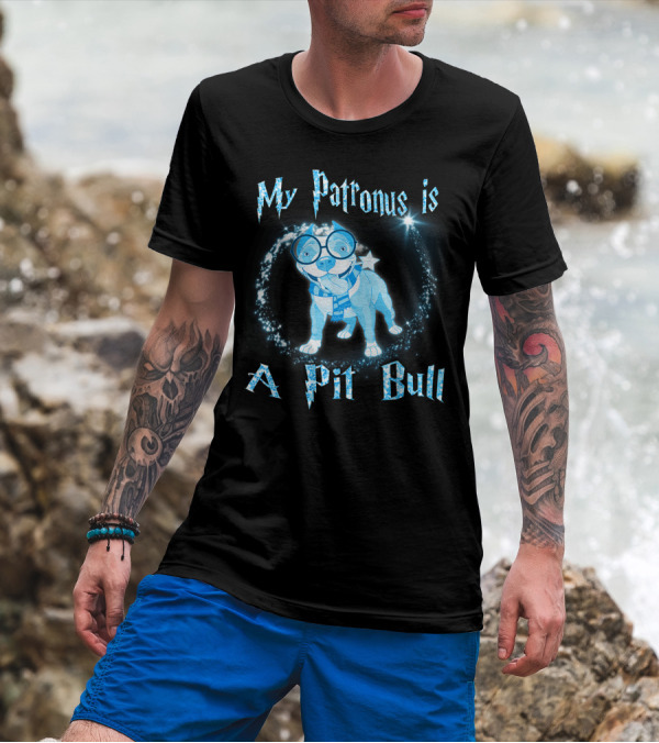 My Patronus Is A Pit Bull Dog Lovers Magical Sparkle T-Shirt