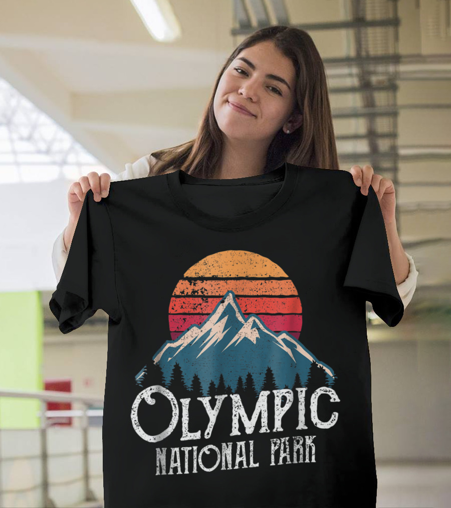Olympic National Park Washington Mountains Vintage Sunset T-Shirt