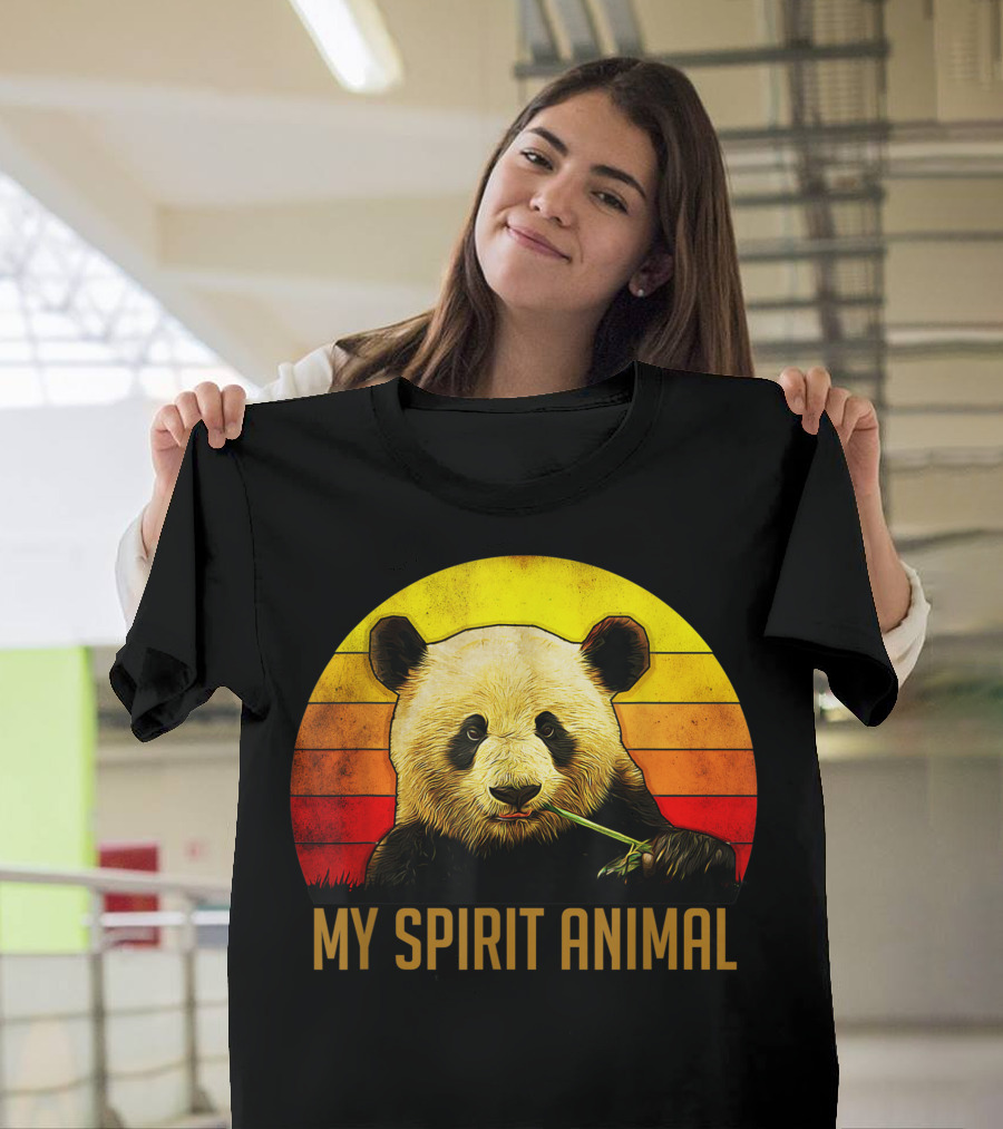 My Spirit Animal Panda Lovers Vintage Sunset Background T-Shirt