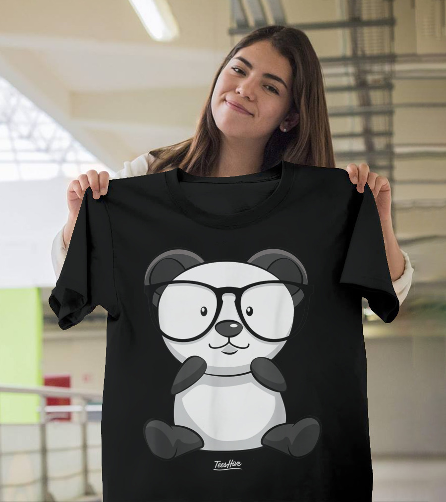 Panda Wearing Glasses TeesHive T-Shirt