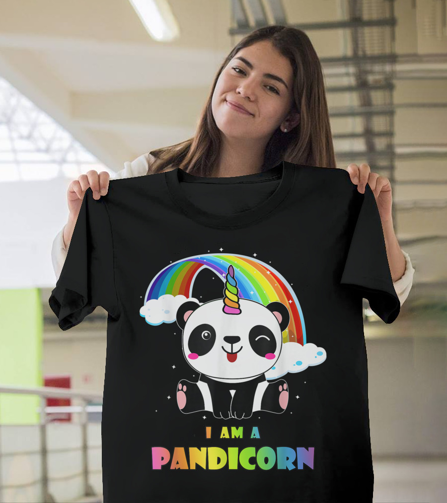 I Am a Pandicorn Panda Unicorn Rainbow Clouds T-Shirt