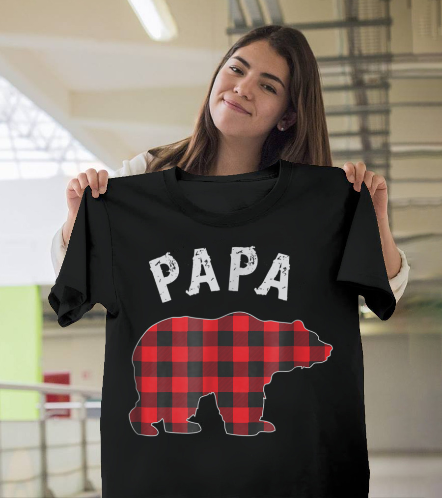 Papa Plaid Buffalo Bear T-Shirt