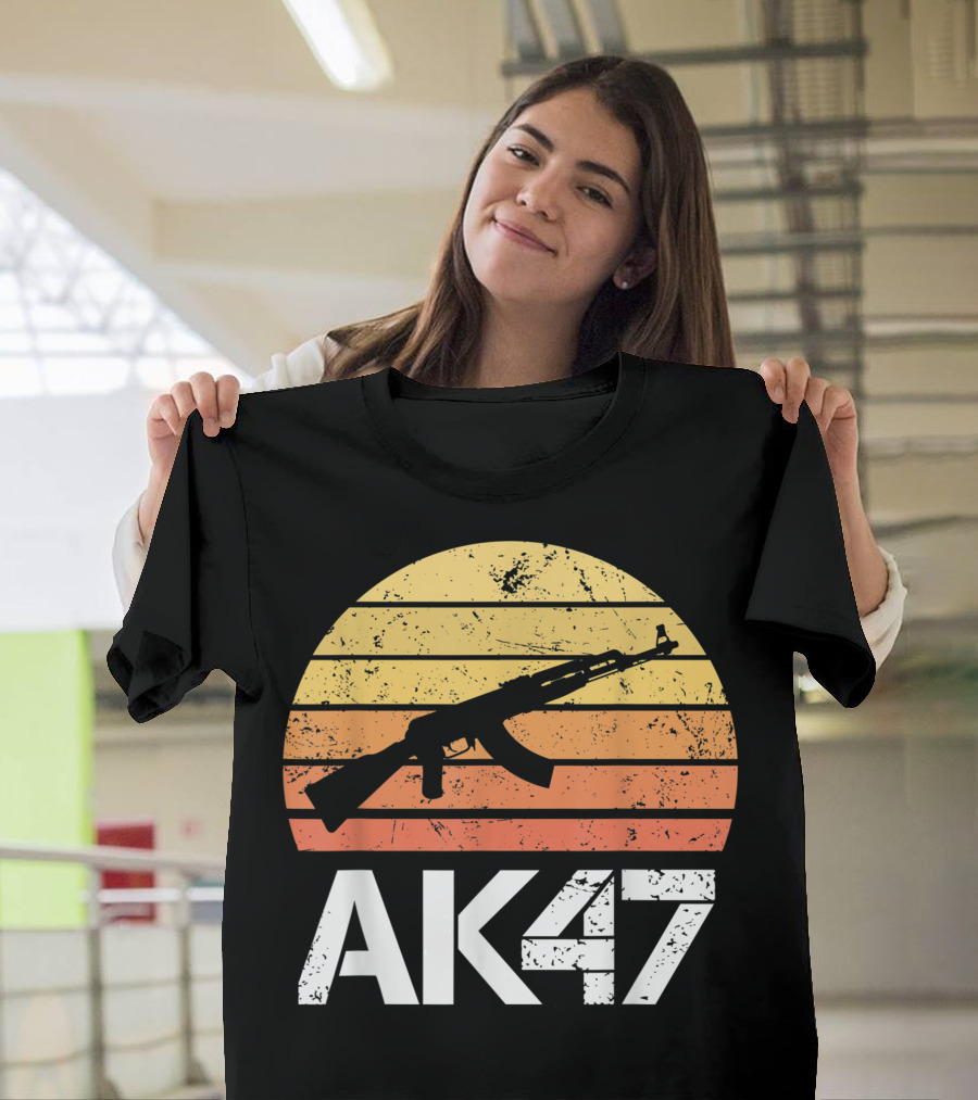 Pro Gun AK47 Rifle 2nd Amendment Sunset T-Shirt