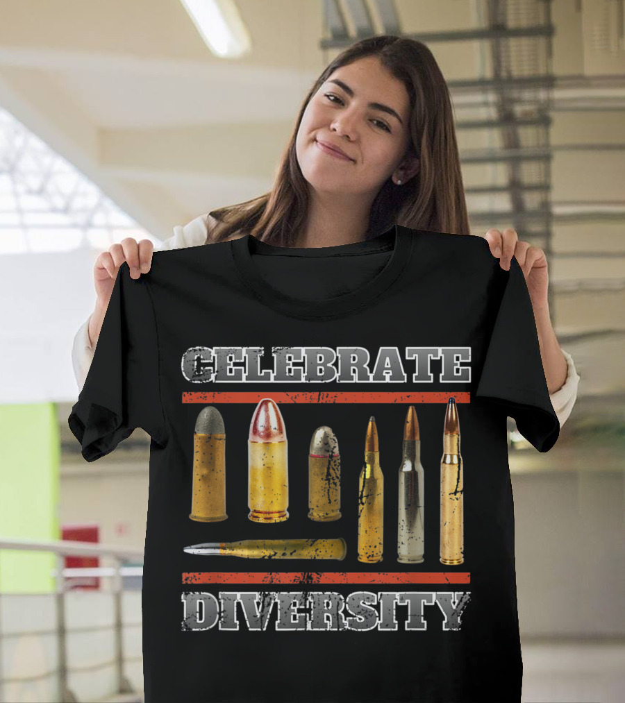 Celebrate Diversity Pro Gun Bullets Tip T-Shirt
