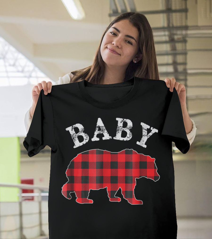 Baby Red Plaid Buffalo Bear T-Shirt