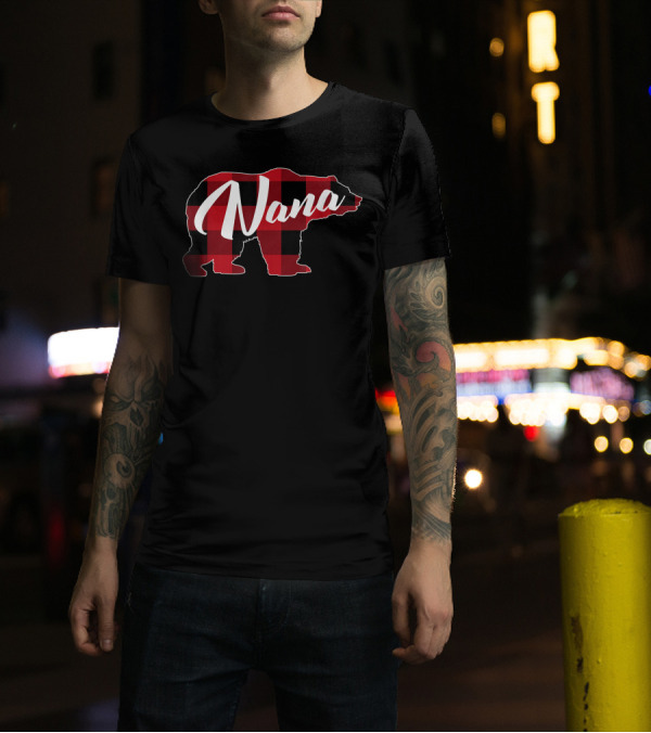 Nana Red Plaid Buffalo Bear T-Shirt