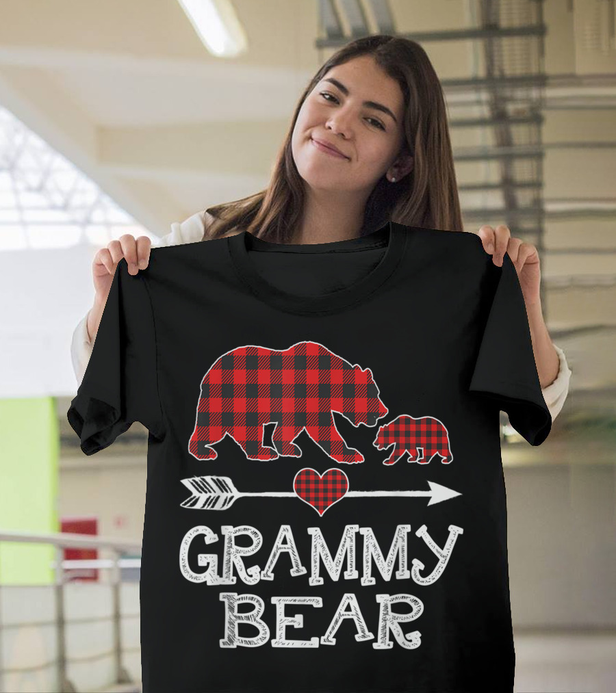Grammy Bear Matching Red Plaid Buffalo One Cub T-Shirt