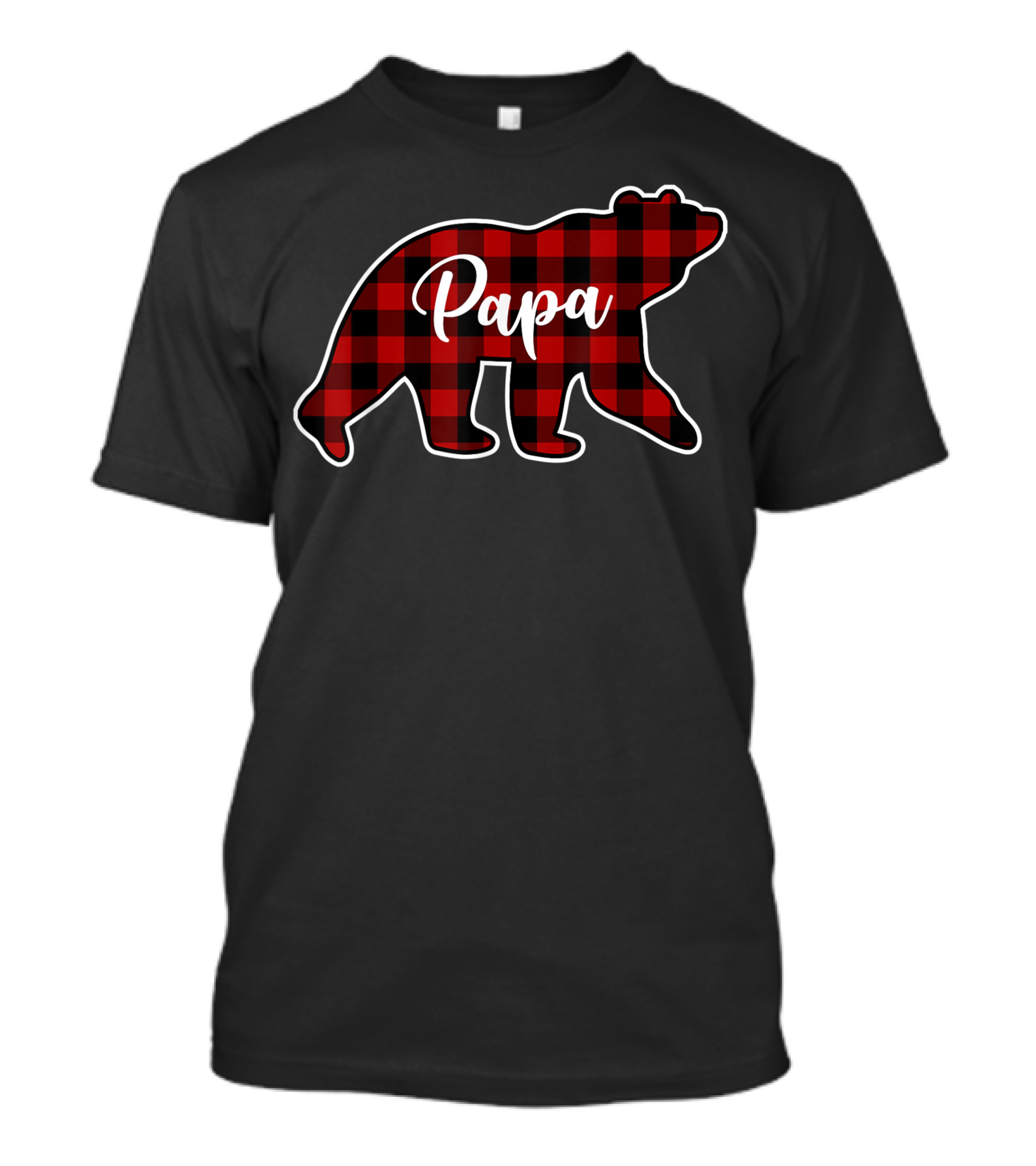 Red Plaid Papa Bear Family Matching Group T-Shirt