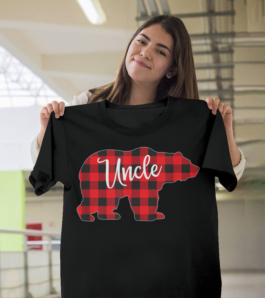 Uncle Bear Red Plaid Buffalo Check Family Matching T-Shirt