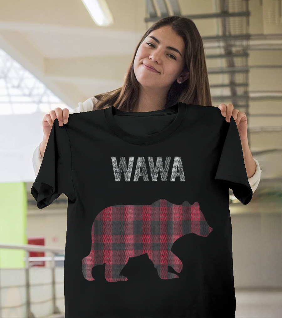 Wawa Red Plaid Buffalo Bear T-Shirt