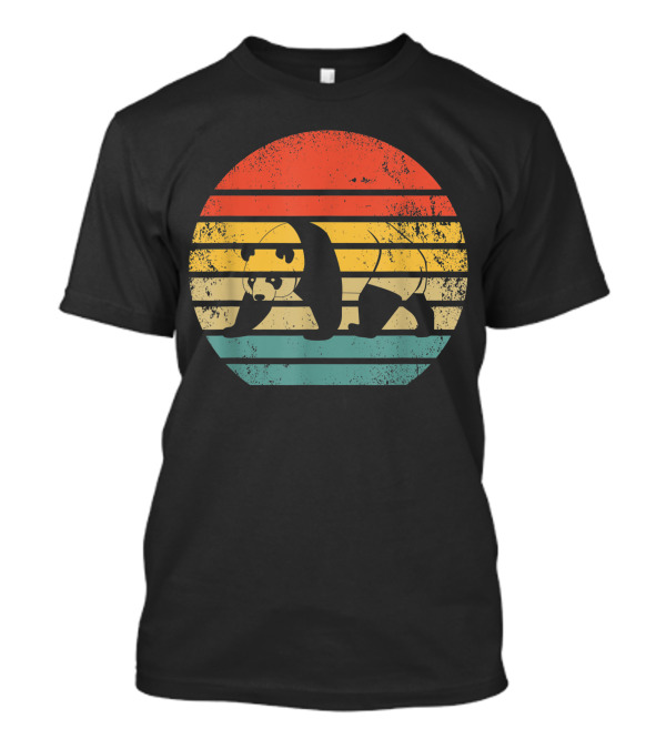 Retro Vintage Giant Panda Bear Stripes T-Shirt