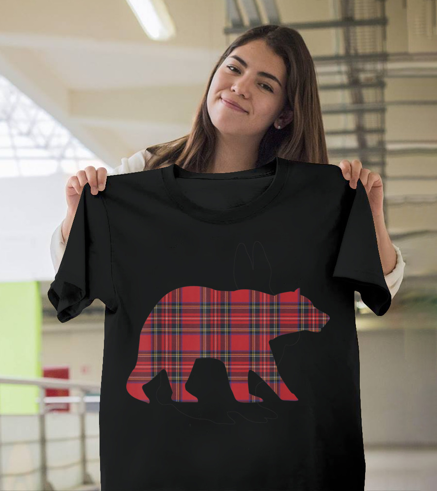 Scottish Stewart Plaid Bear T-Shirt