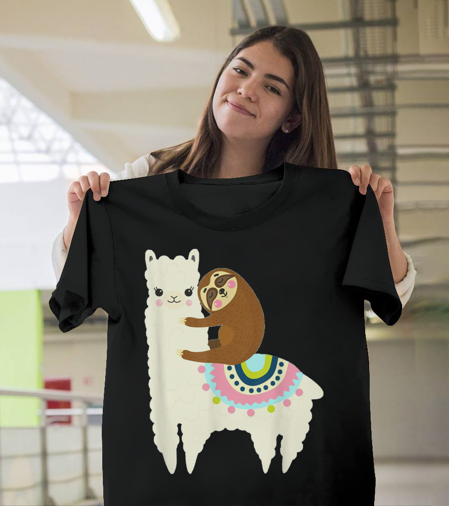 Sloth Llama Friends Party for Kids and Boys and Girls T-Shirt