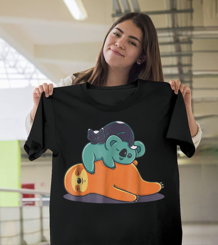 Sloth Koala Bear Cat Stack T-Shirt