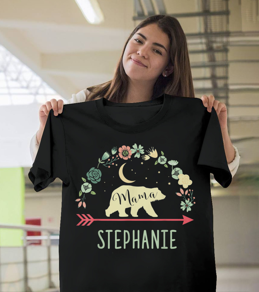 Stephanie Mama Bear Floral Arrow Moon Stars T-Shirt