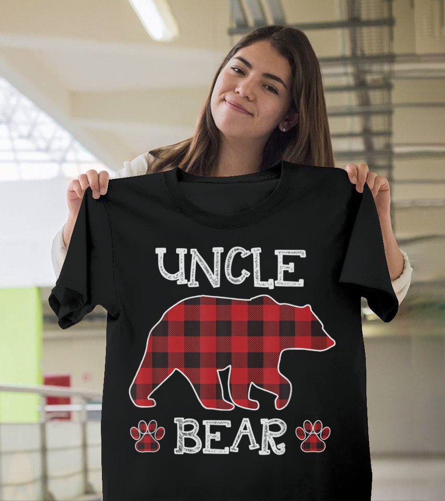 Uncle Bear Red Plaid Buffalo Family Christmas T-Shirt