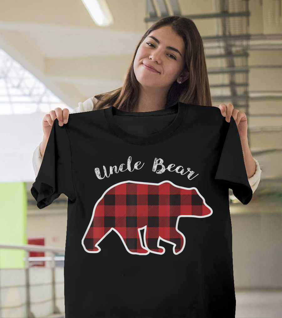 Uncle Bear Red Plaid Checkered T-Shirt