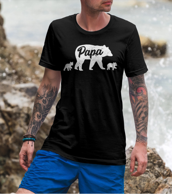 Papa Bear With Two Cubs T-Shirt