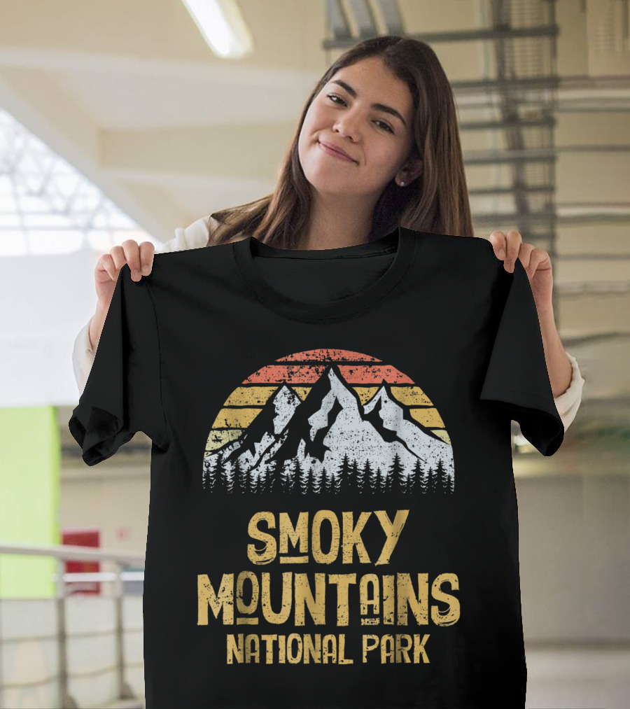 Great Smoky Mountains National Park Vintage Sunset Landscape T-Shirt
