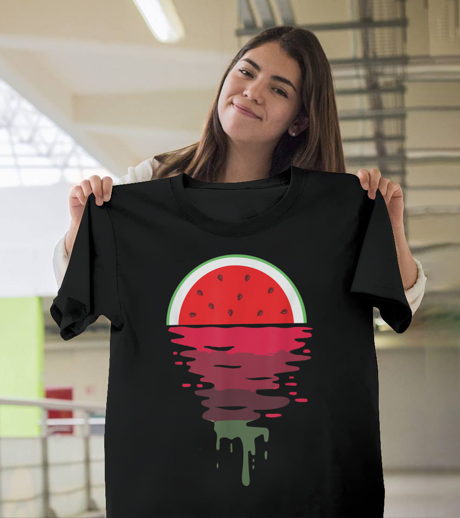 Watermelon Lover Vaporwave 80S Tropical Sunset Reflections T-Shirt