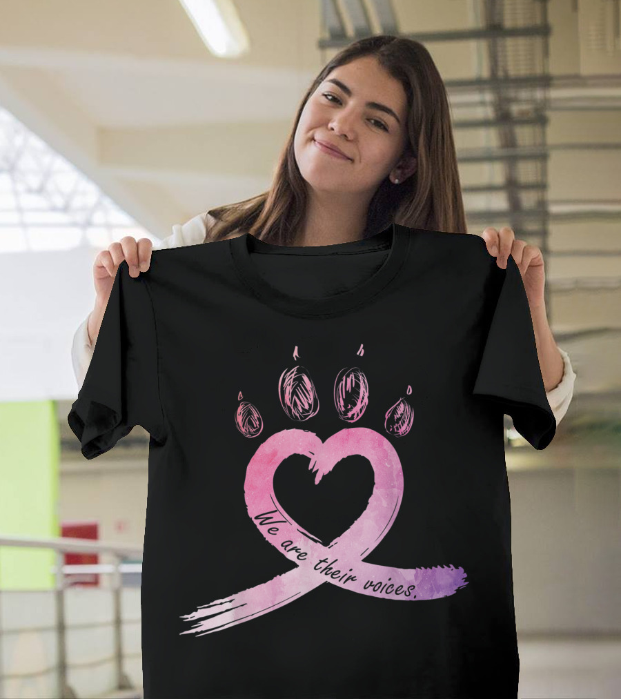 We Are Their Voices Animal Awareness Rescue Team Heart Paw Prints T-Shirt