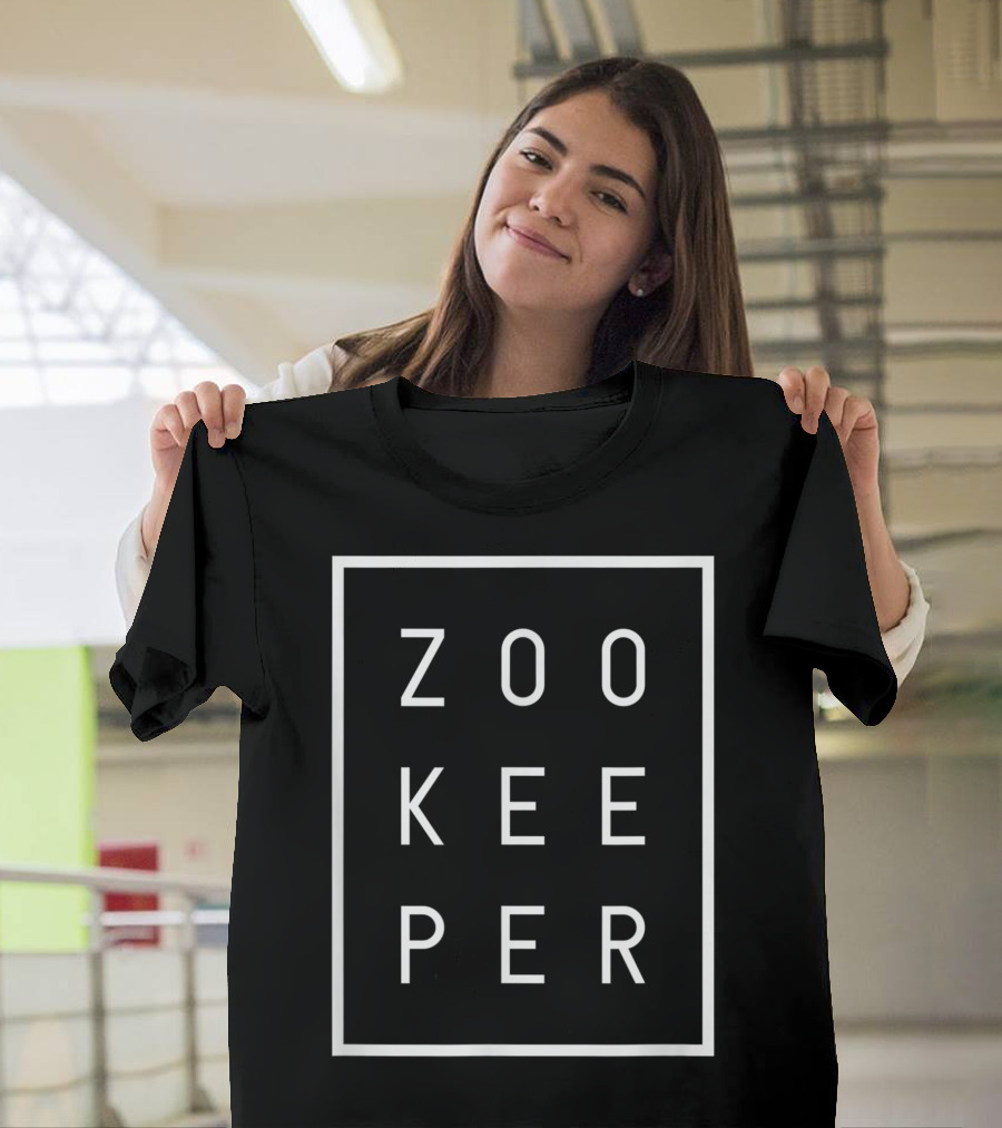 Zookeeper White Text Zoo Keeper Minimalist Bold Typography T-Shirt