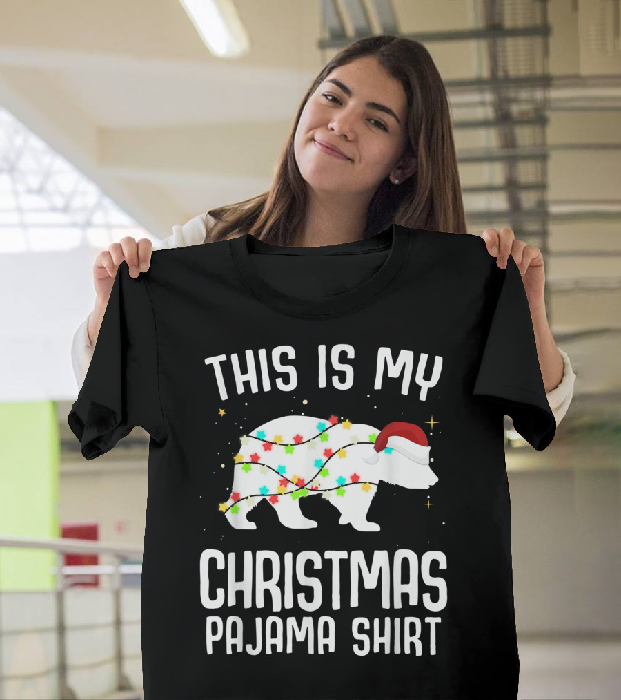 This Is My Christmas Pajama Shirt Polar Bear Santa Bear Lover T-Shirt