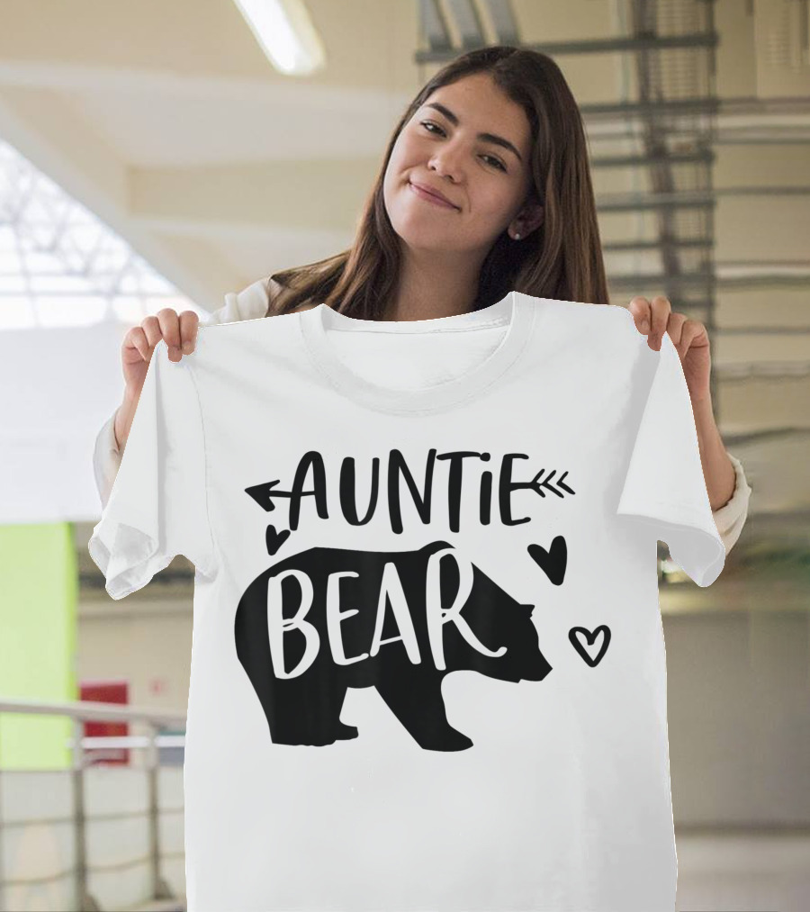 Auntie Bear Heart Arrow Cute Family Aun Bear T-Shirt