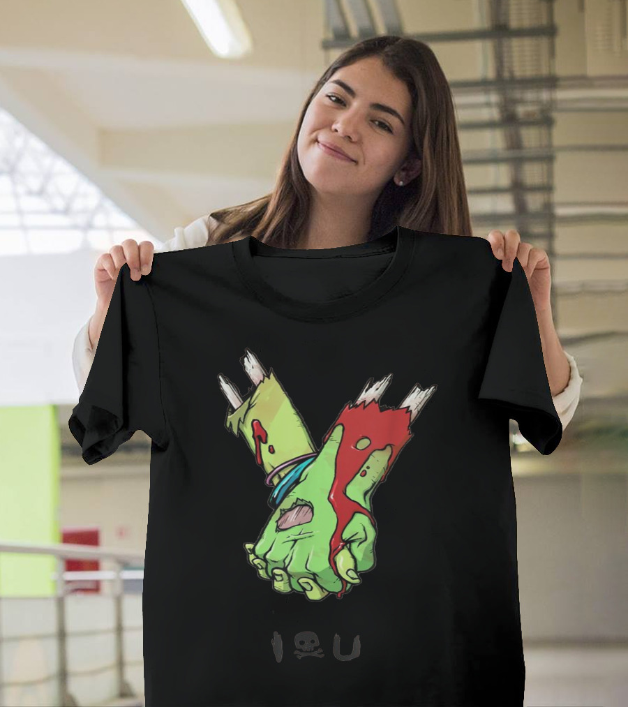 Zombie Hands Heart Valentines Day Lover I Love You T-Shirt