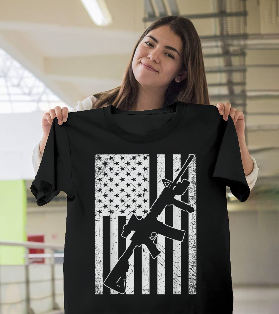 American Flag 2nd Amendment AR-15 Conservative Pro Gun T-Shirt