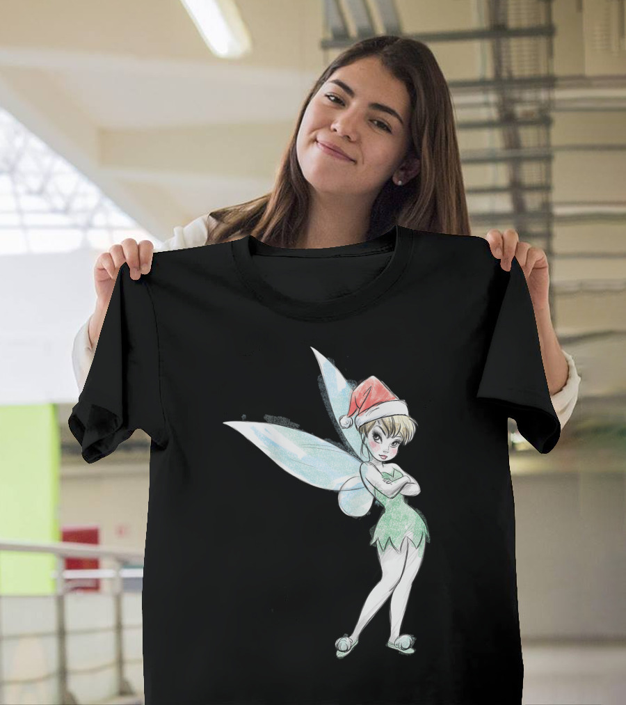 Peter Pan Tinker Bell Holiday Disney Santa Hat T-Shirt