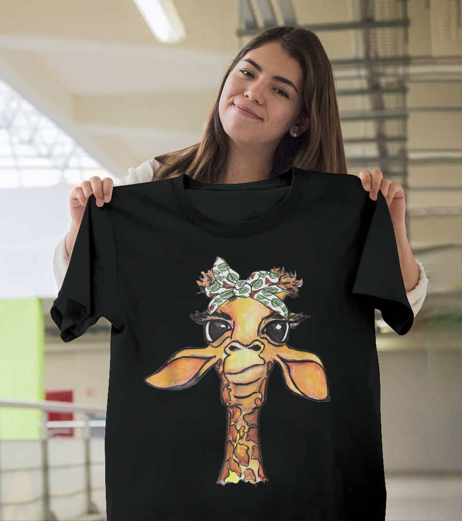 Hipster Giraffe with Tropical Bandana Safari T-Shirt