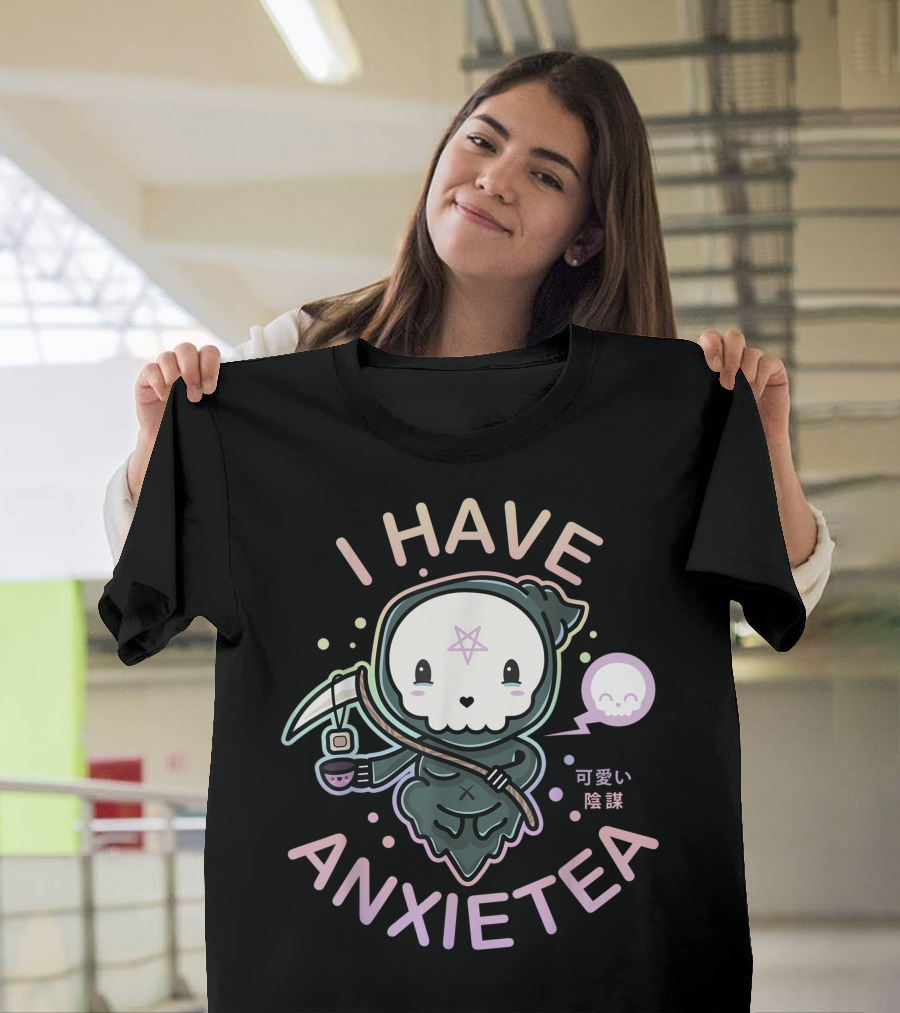 I Have Anxietea Pastel Goth Kawaii Grim Reaper Cute かわいい陰謀 T-Shirt