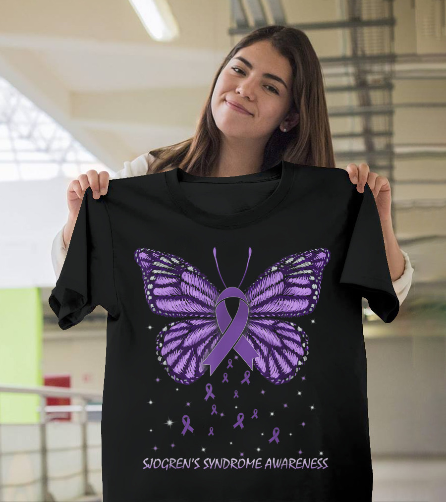 Sjogren's Syndrome Awareness Butterfly Purple T-Shirt