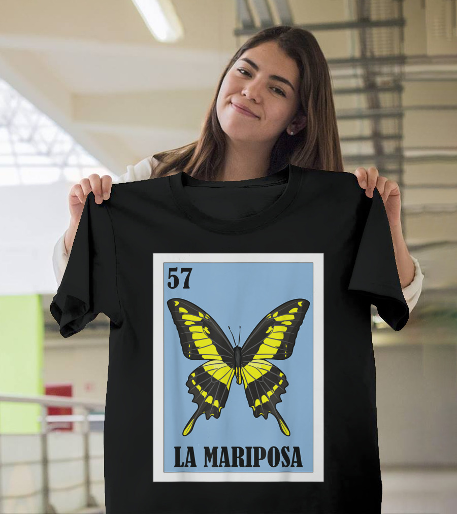 57 La Mariposa Spanish Butterfly Lottery Mexican Bingo T-Shirt