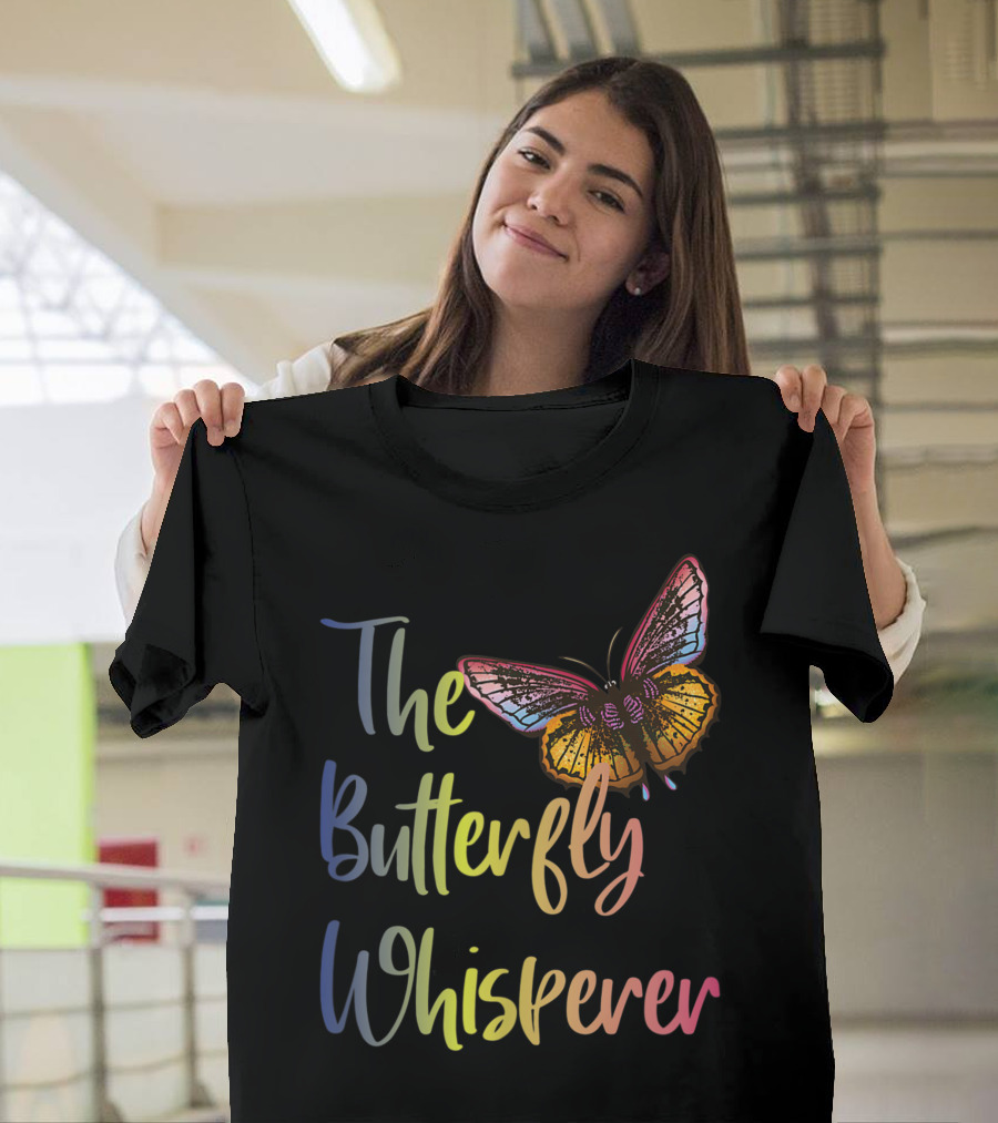 The Butterfly Whisperer Vibrant Rainbow Butterfly T-Shirt