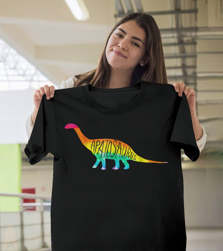 Apatosaurus Rainbow Trippy Hippie Tie Dye Dinosaur T-Shirt