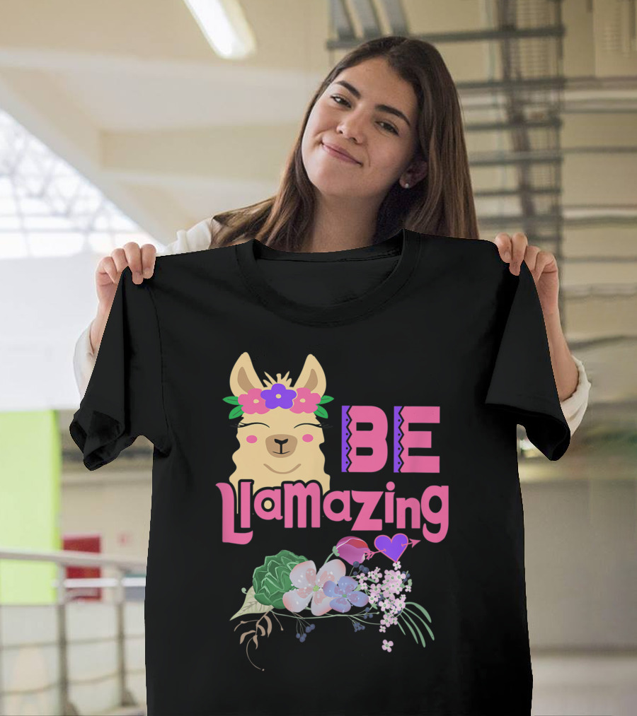 Be Llamazing Llama Hippie Flower Lover T-Shirt