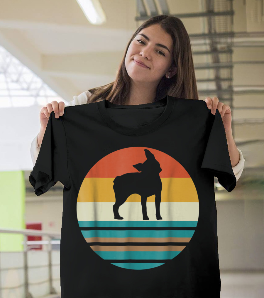 Boston Terrier Vintage Dog Retro Stripes Zz T-Shirt