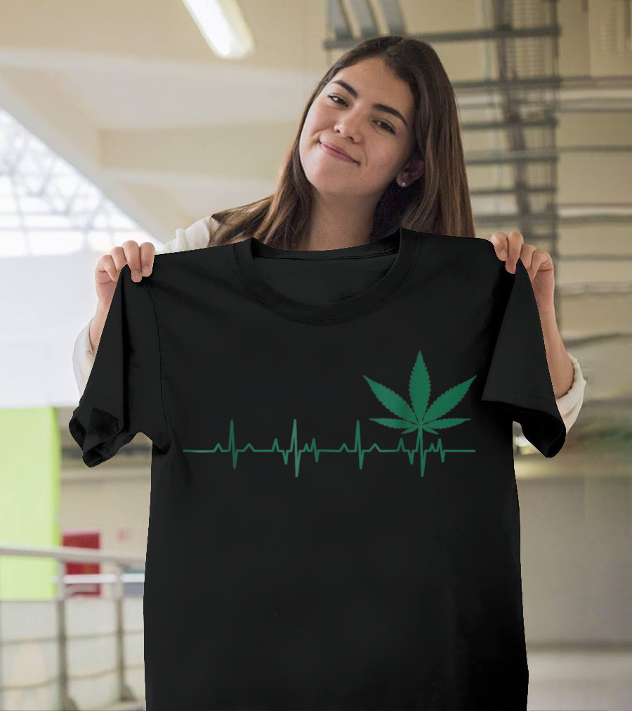 Cannabis Weed Heartbeat Hippie Stoner Rx T-Shirt