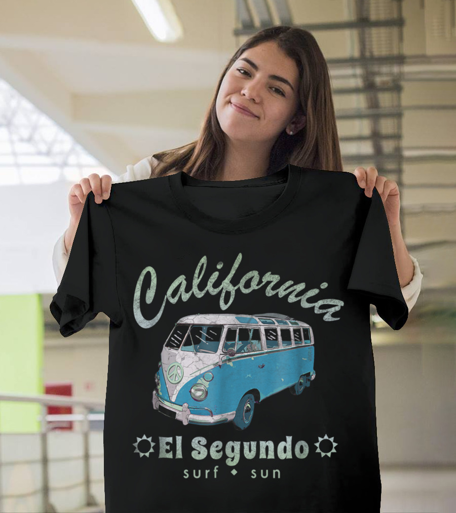 California El Segundo Surf Sun Vintage Surf Van T-Shirt