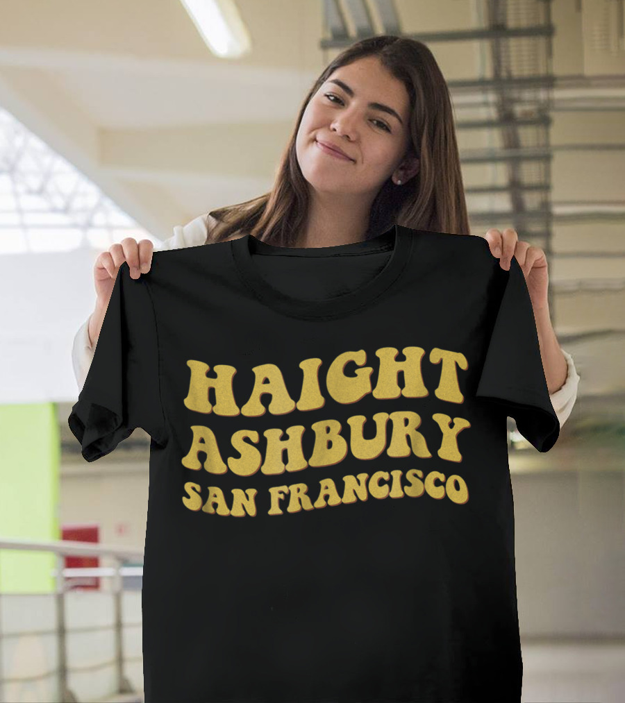 Haight Ashbury San Francisco Hippie Bubble Lettering T-Shirt
