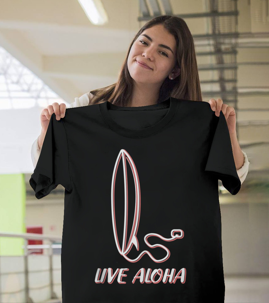 Live Aloha Surfing Hawaii Beach Wave Surfer Hippie Traveler T-Shirt