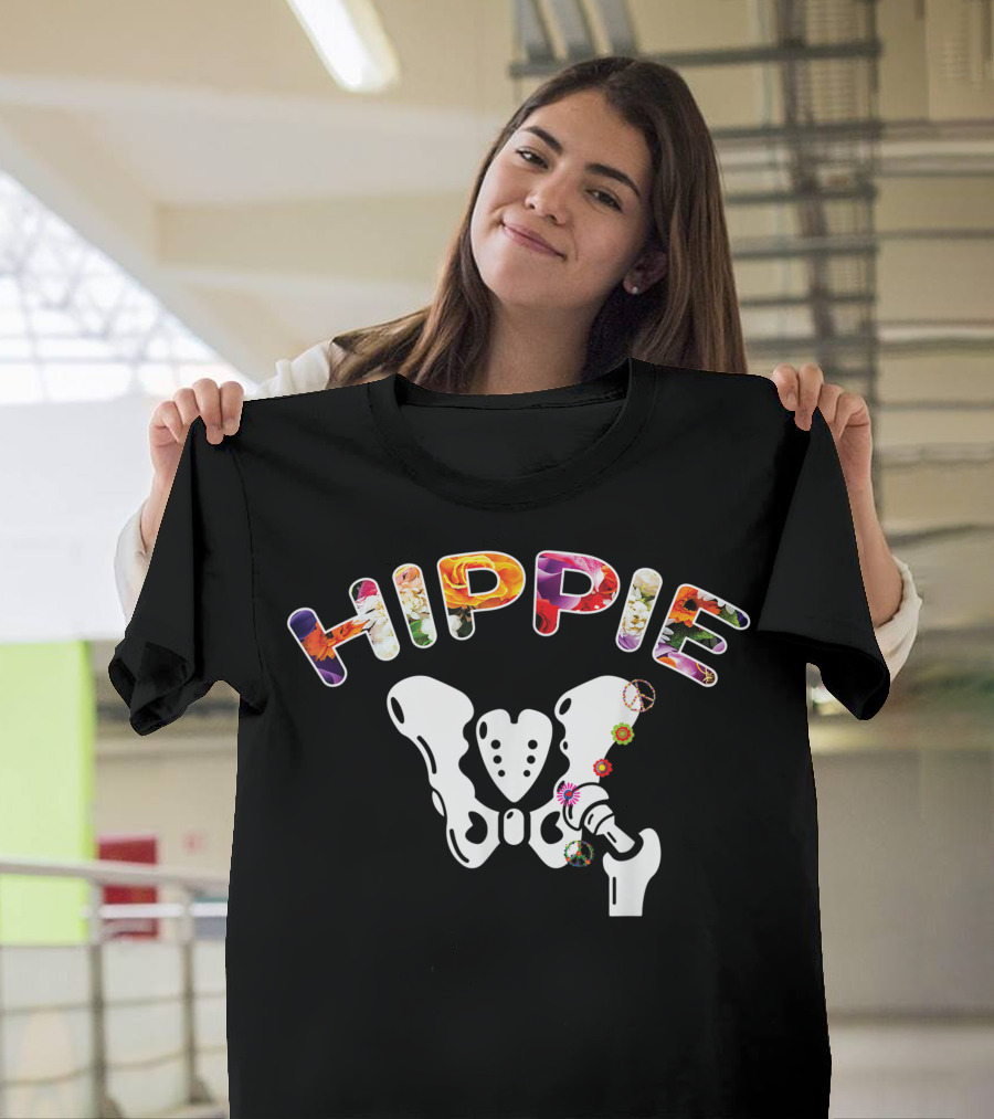 Hippie Hip Replacement Flowers Orthopedic Surgery T-Shirt