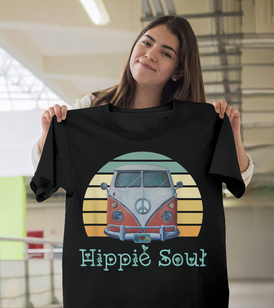 Hippie Soul Van Peace Sign Retro Sunset T-Shirt