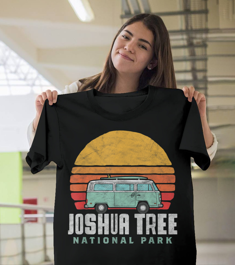 Joshua Tree National Park Hippie Van Sunset Retro California T-Shirt