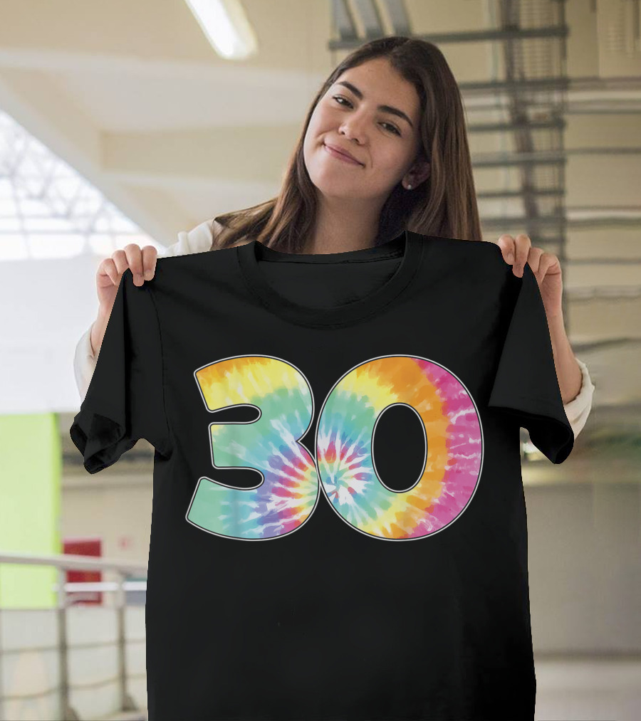 30 Tie Dye Birthday Celebration 30th Number Team T-Shirt