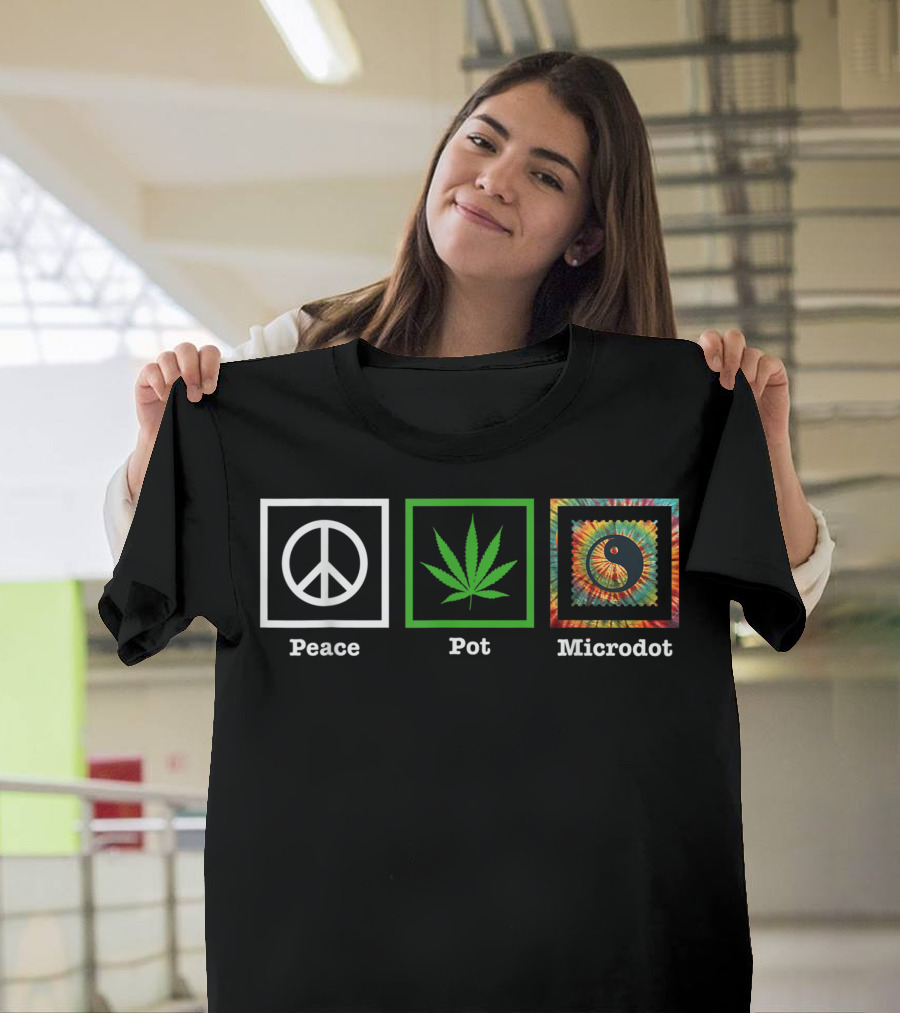 Peace Pot Microdot Hippie Stoner Tie Dye Yin Yang T-Shirt